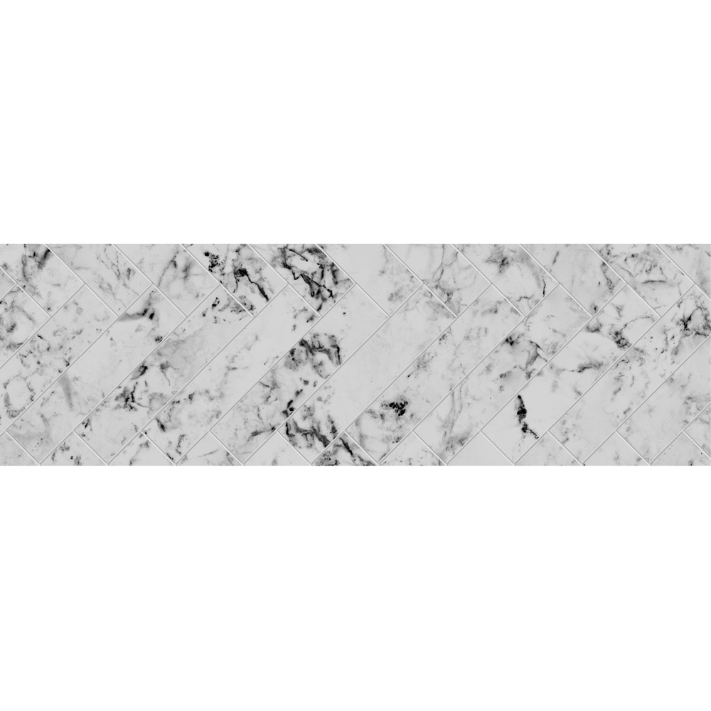 Wetwall Alloy Carrara Marble Herringbone Splashback 800 x 250mm Image 2