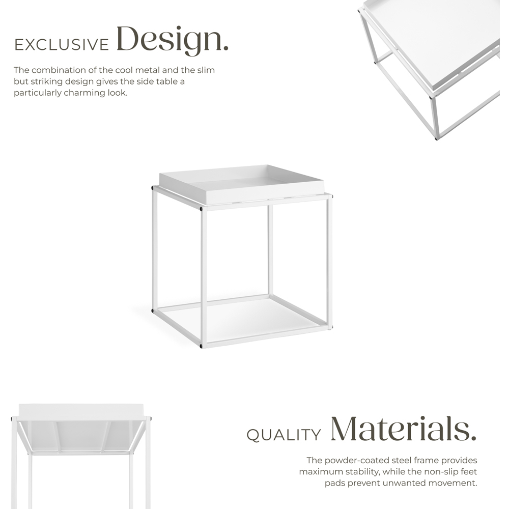 tectake Cambridge Single Shelf White Bedside Table Image 4