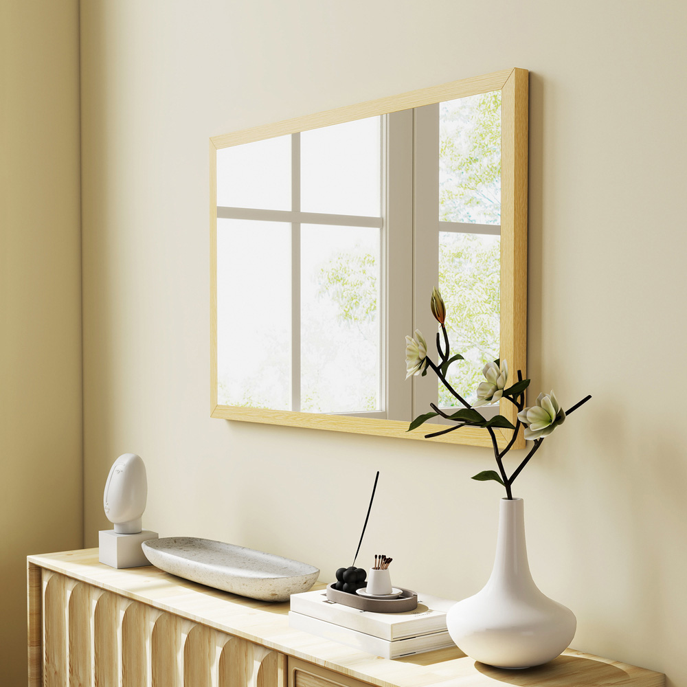 Portland Natural Rectangular Wall Bathroom Mirror 60 x 40cm Image 4
