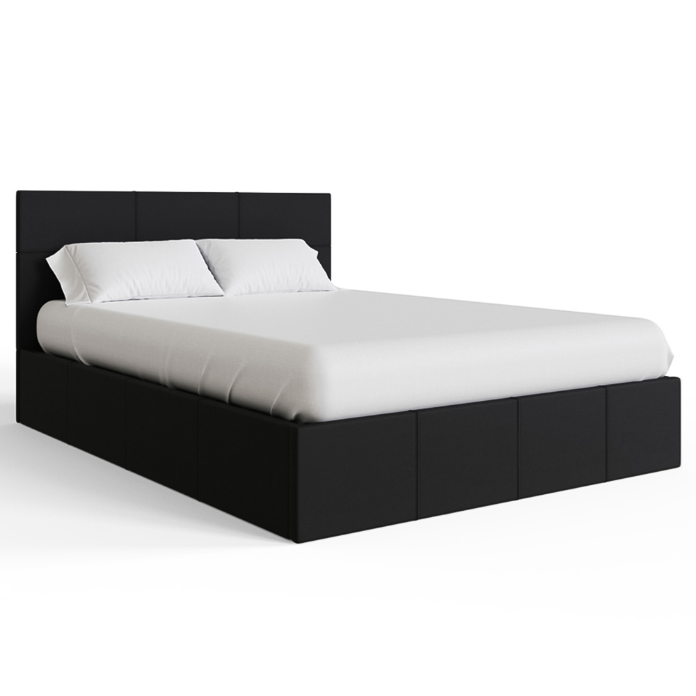 GFW Small Double Black Faux Leather End Lift Ottoman Bed with Memory Pocket Spring Mattress Image 3