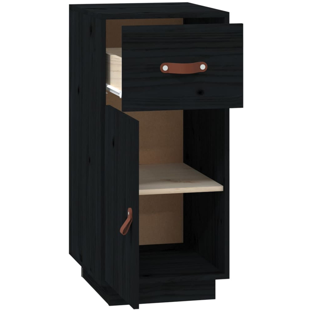 vidaXL Single Door Single Drawer Black Wooden Sideboard Image 6