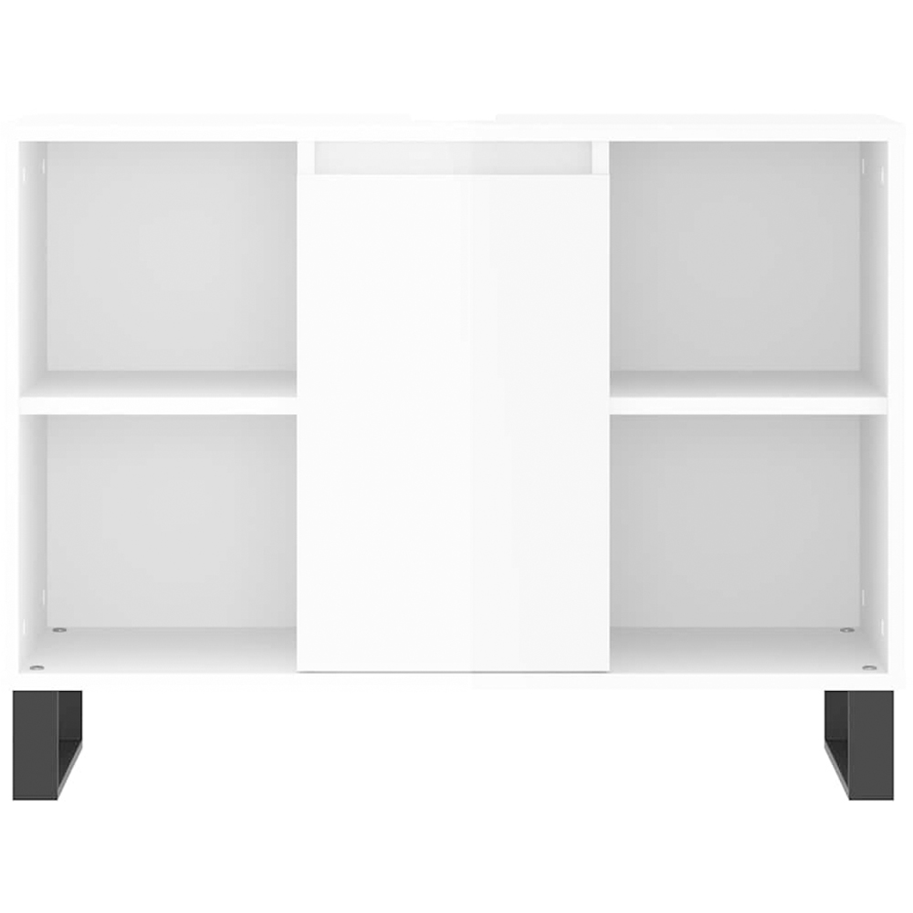 vidaXL Single Door 4 Shelf High Gloss White Bathroom Cabinet Image 6
