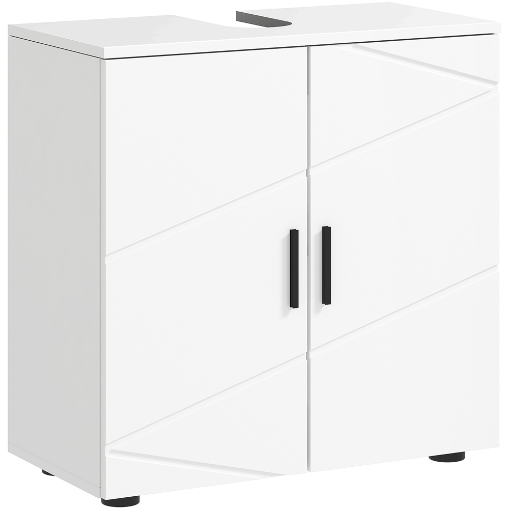 Kleankin 2 Door White Under Sink Bathroom Cabinet Image 2