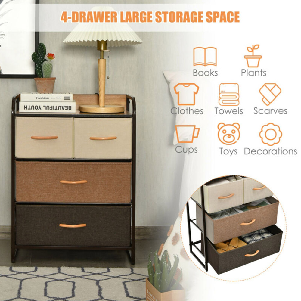 Costway 4 Drawer Vertical Chest of Drawers with Wooden Top Image 5
