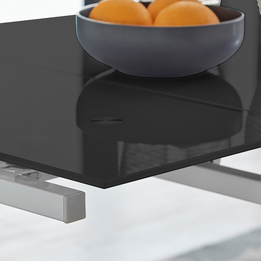 Furniturebox Fonti 6 Seater Extending Glass Dining Table Black and Chrome Image 3