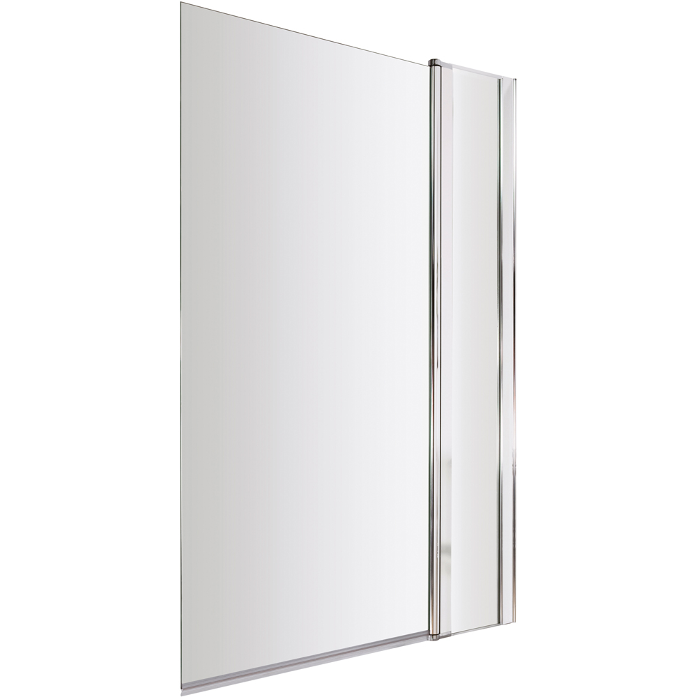 nuie Chrome Square Shower Bath Screen with Fixed Panel 1005mm Image 1