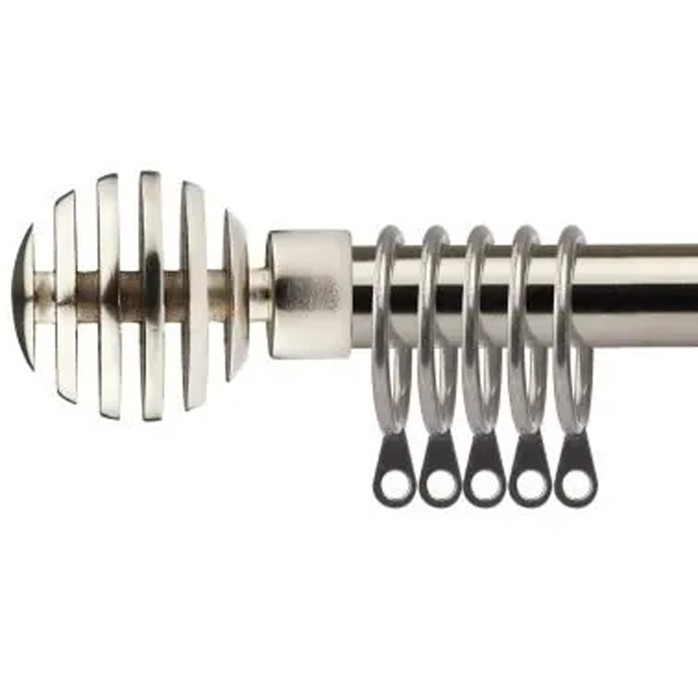 New Edge Blinds 120-210cm Extendable Brushed Silver Geneva Metal Curtain Pole Image