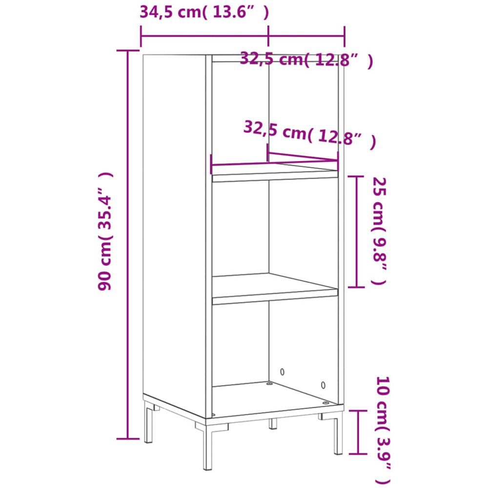 vidaXL 3 Shelf Grey Sonoma Wooden Sideboard Image 9