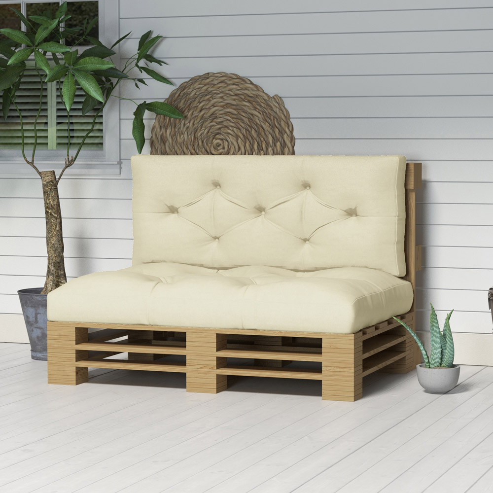 Outsunny Beige 2 Piece Pallet Back and Seat Replacement Cushion 80 x 120cm Image 2