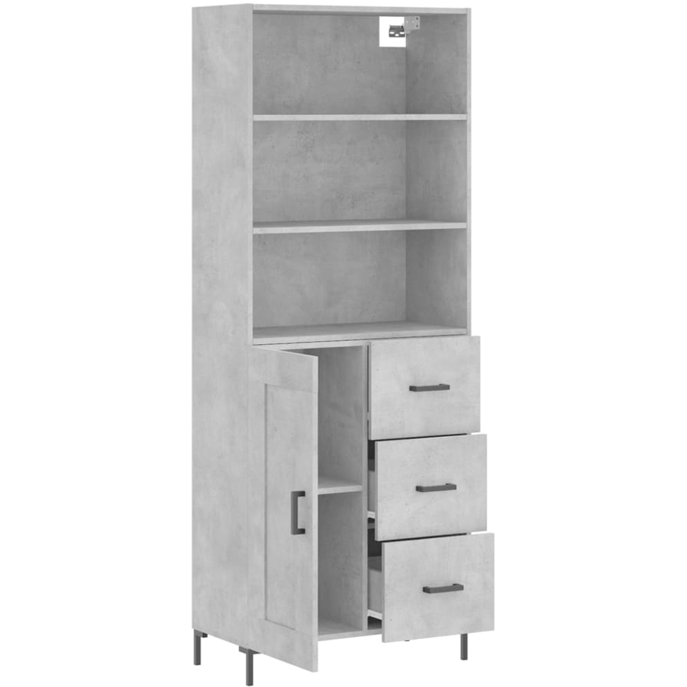 vidaXL Single Door 3 Drawer Concrete Grey Cabinet Image 4