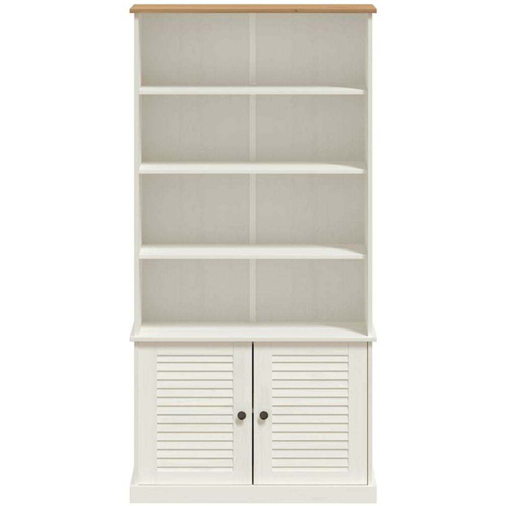 vidaXL 2 Door 4 Shelf White Pine Wood Bookcase Image 4