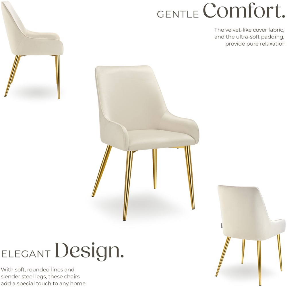 tectake Avane Set of 2 Beige Dining Chair Image 7