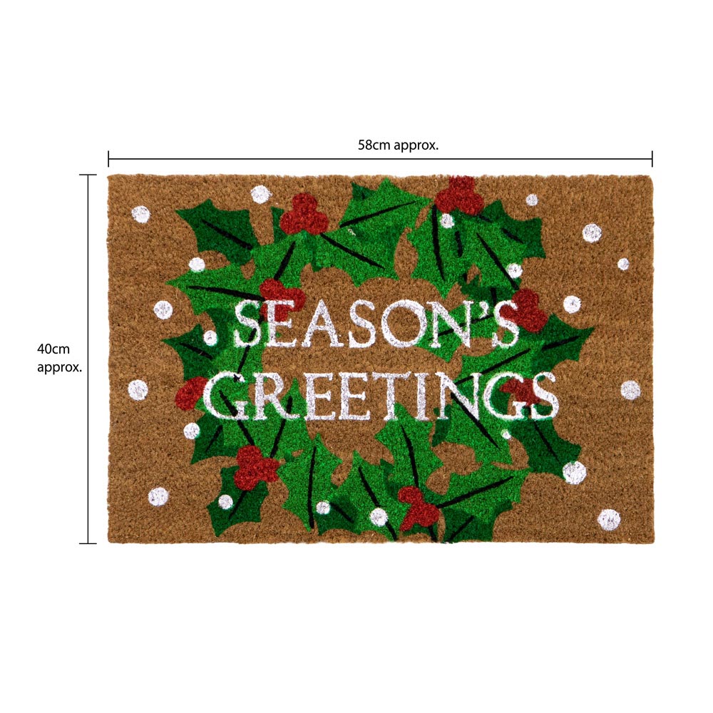 JVL Festive Christmas Seasons Greetings Latex Backed Coir Doormat 40 x 58cm Image 9