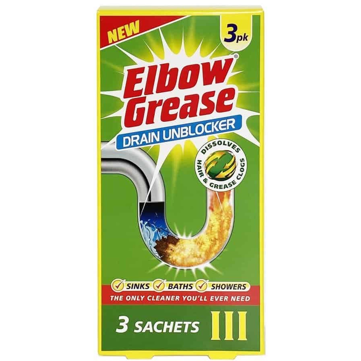 Elbow Grease Drain Unblocker Sachets 3 Pack Image