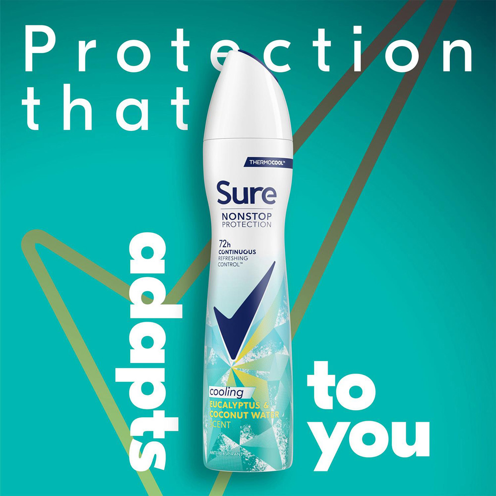 Sure Women Nonstop Protection Eucalyptus and Coconut Antiperspirant Deo 250ml 6 Pack Image 2