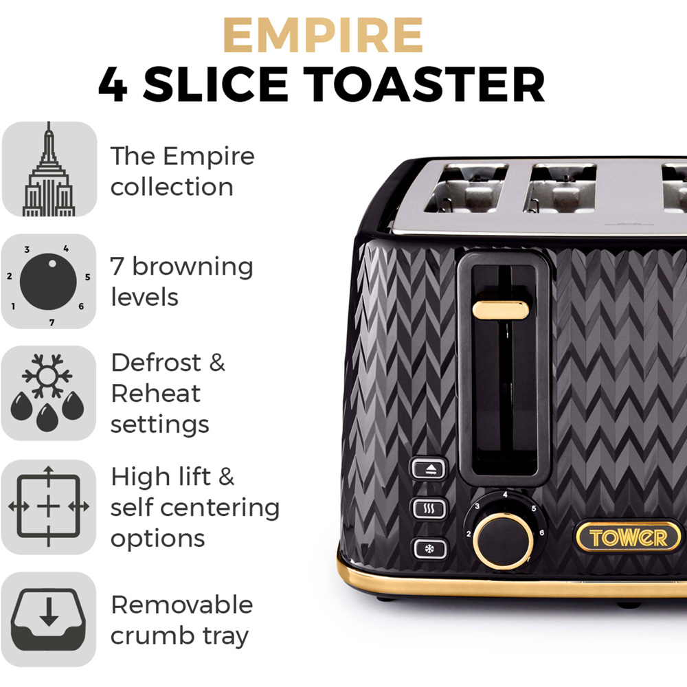 Tower Empire EEJB323 4 Slice Toaster and 1.7L Kettle Set Image 7