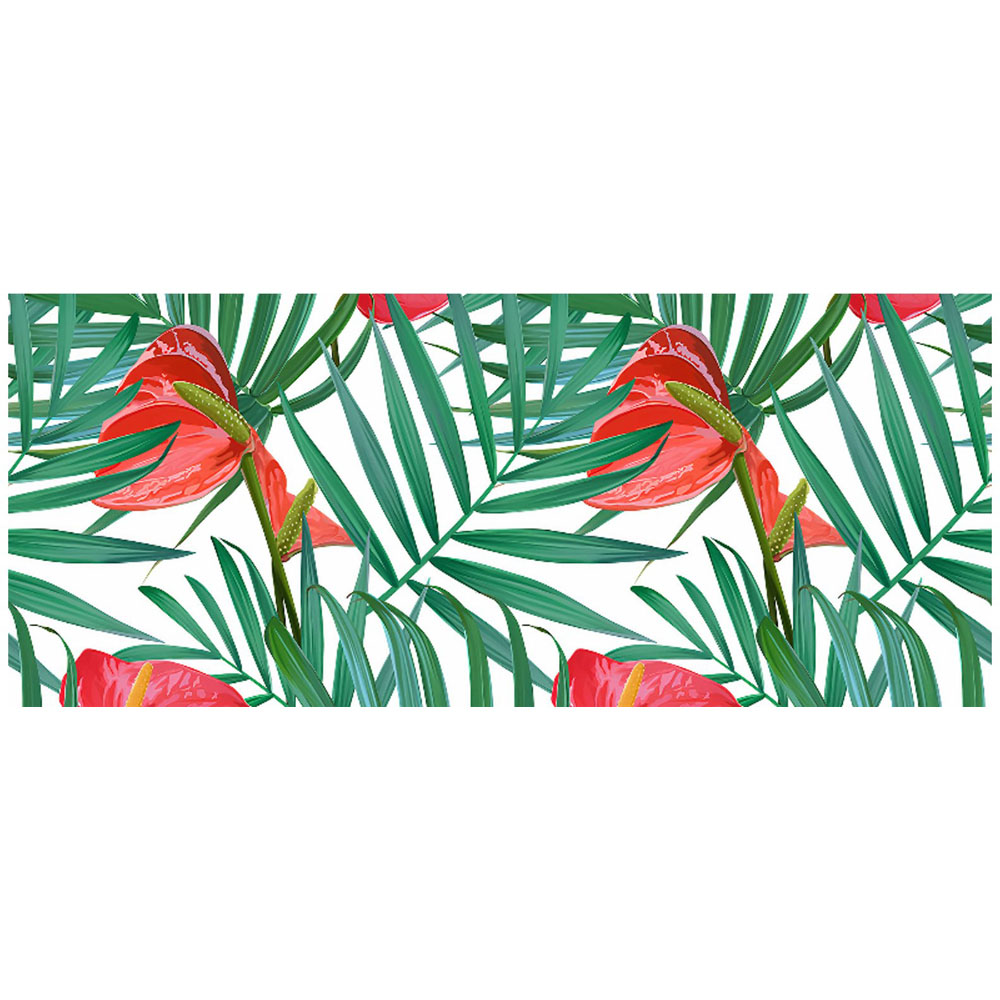Warren Reed Designer Tropical Flowers and Palm Leaves Glass Bathroom Splashback 25 x 60cm Image 2