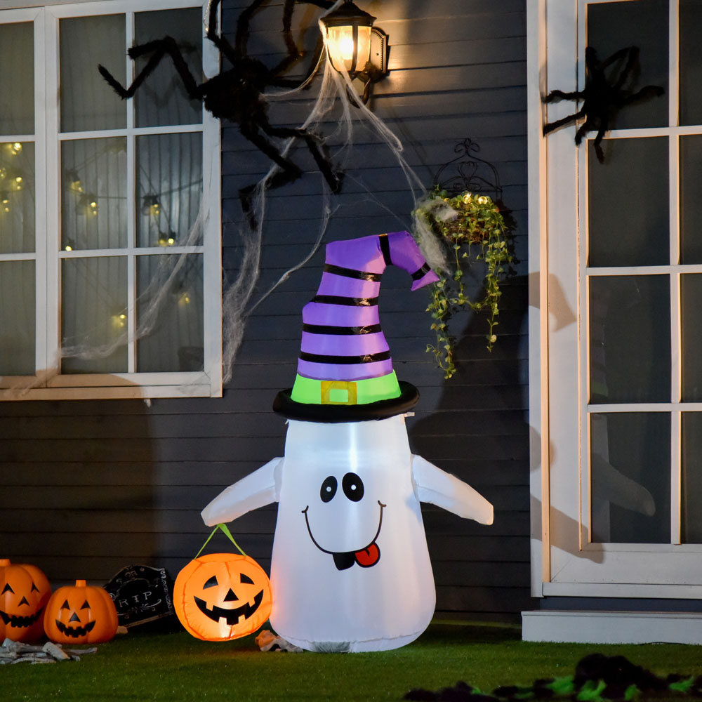 HOMCOM Halloween Inflatable Ghost with Lantern 4ft Image 2