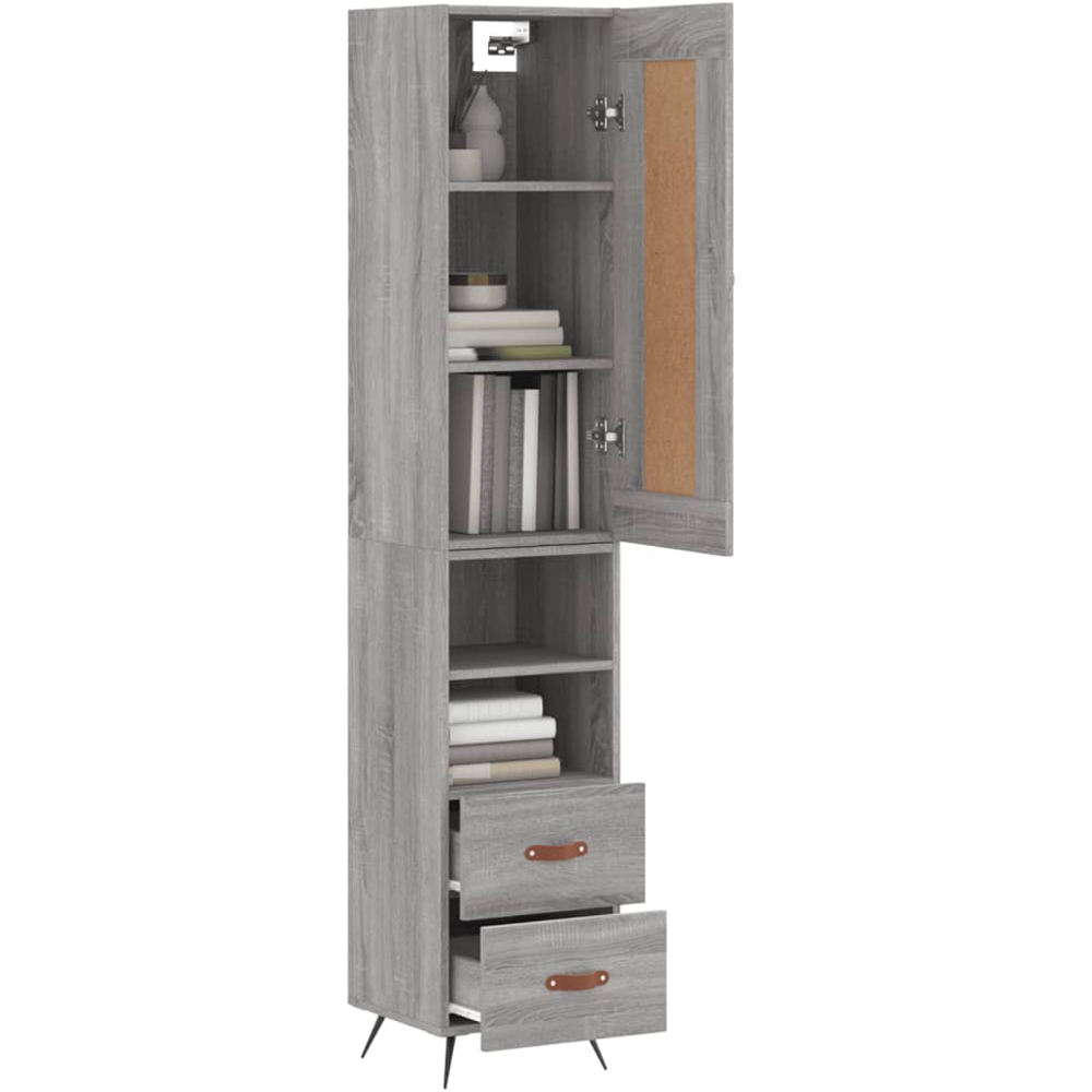 vidaXL Single Door 2 Drawer 2 Shelf Grey Sonoma Highboard Image 3