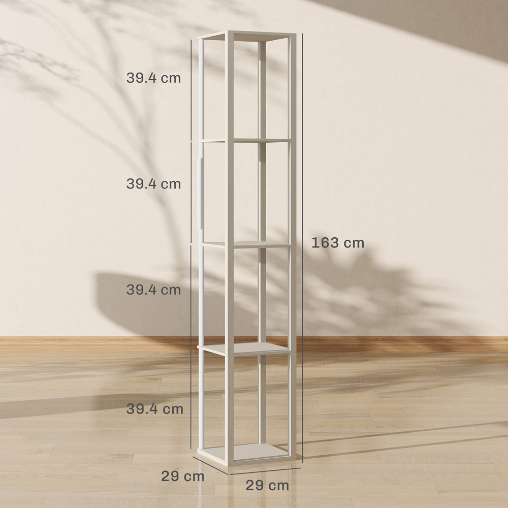 HOMCOM 4 Shelf Oak RGB LED Floor Lamp with Remote Image 9