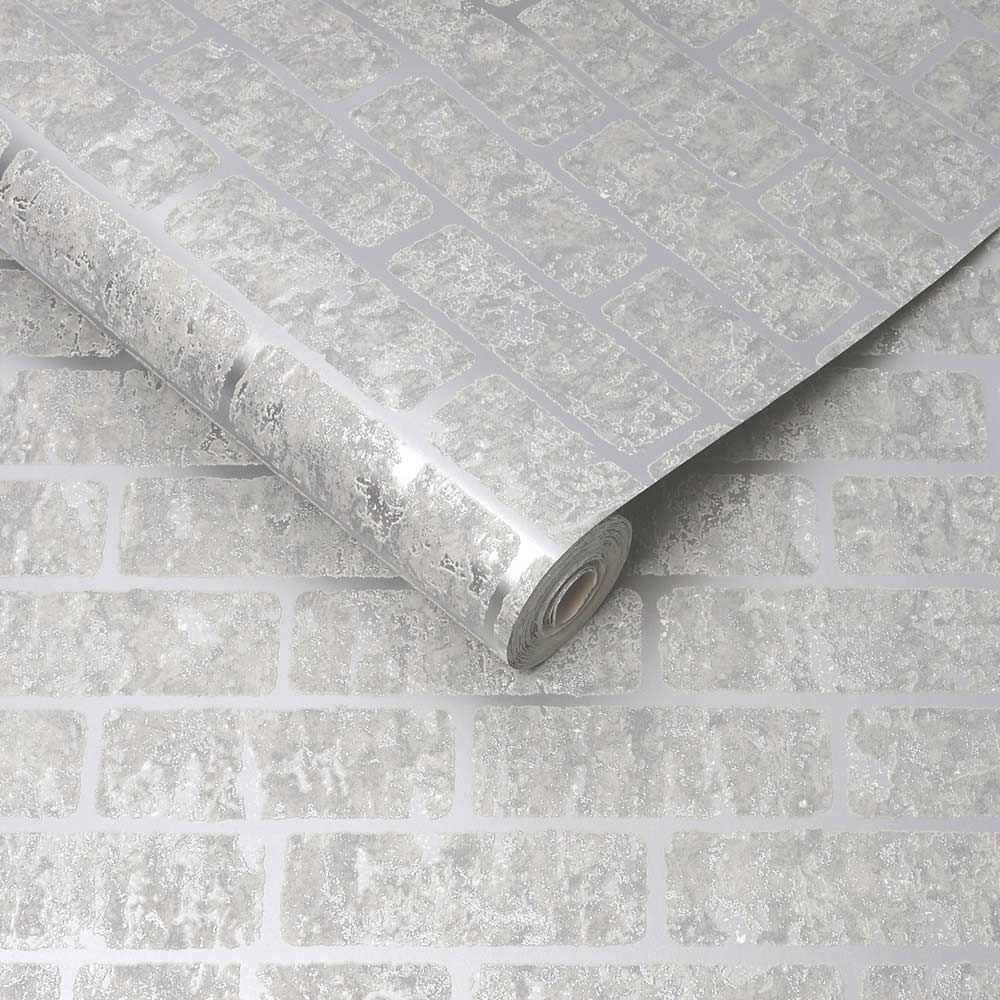 Superfresco Milan Wallpaper Brick Silver Image 2