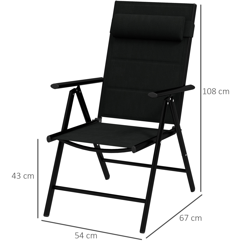 Outsunny Set of 2 Black Folding Chairs with Adjustable Back Image 6