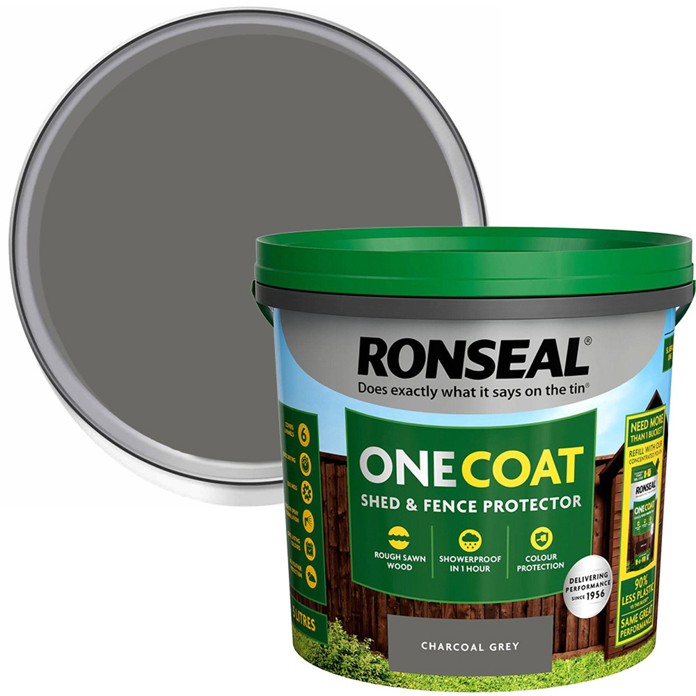 Ronseal One Coat Shed and Fence Protector - Charcoal Grey Image 1