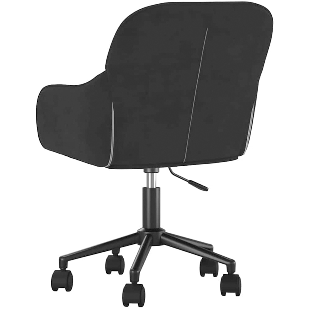 vidaXL Black Velvet Height-Adjustable Swivel Office Chair with Wheels Image 5