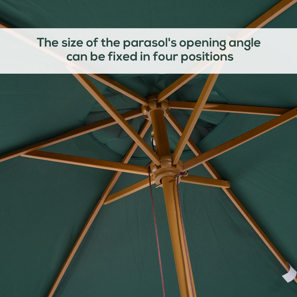 Outsunny Dark Green Wooden Parasol 2.9m Image 5