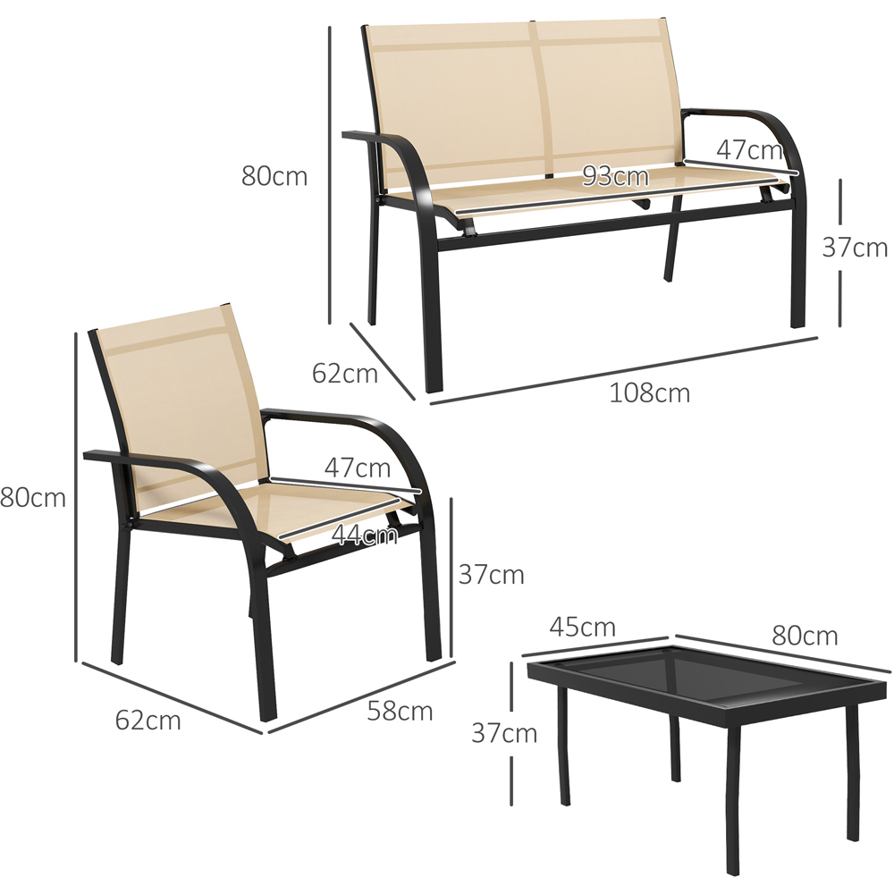 Outsunny 4 Seater Beige Glass Top Outdoor Sofa Image 8