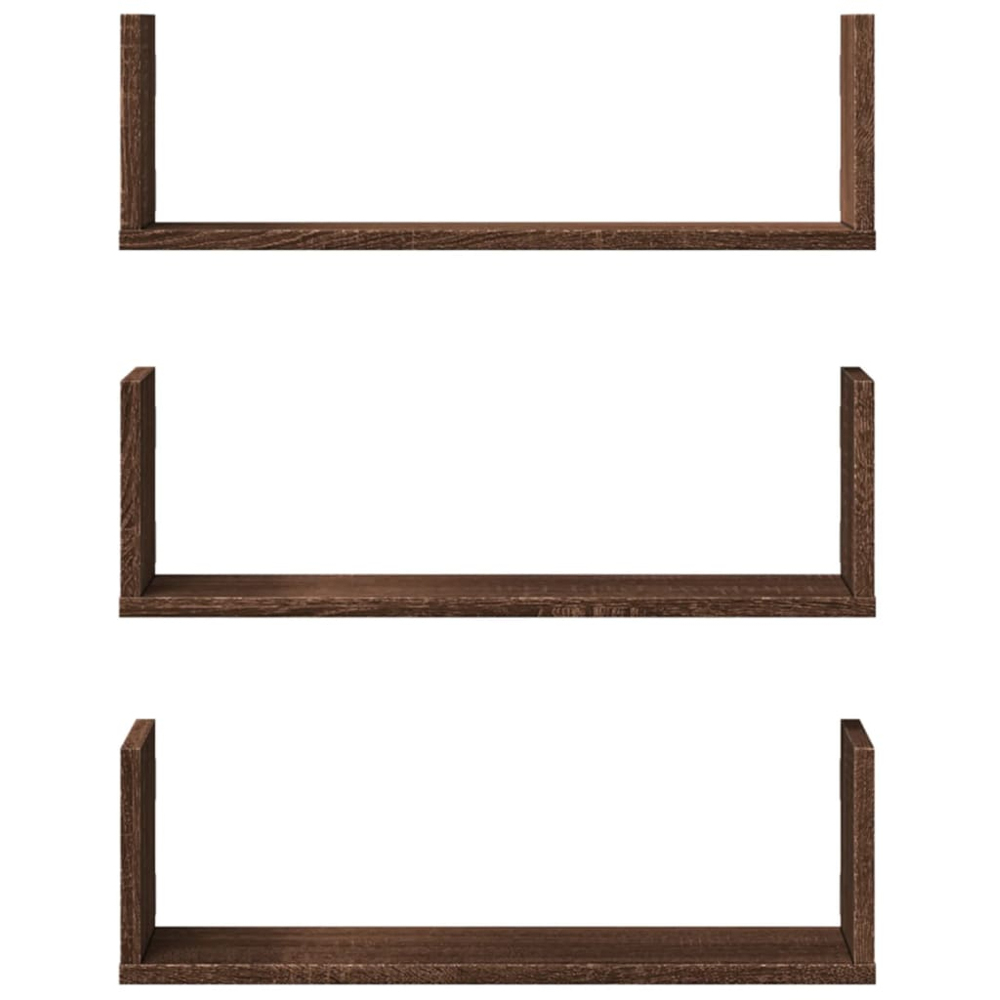 vidaXL 58 x 18cm Brown Oak Wall Shelf Set of 3 Image 3