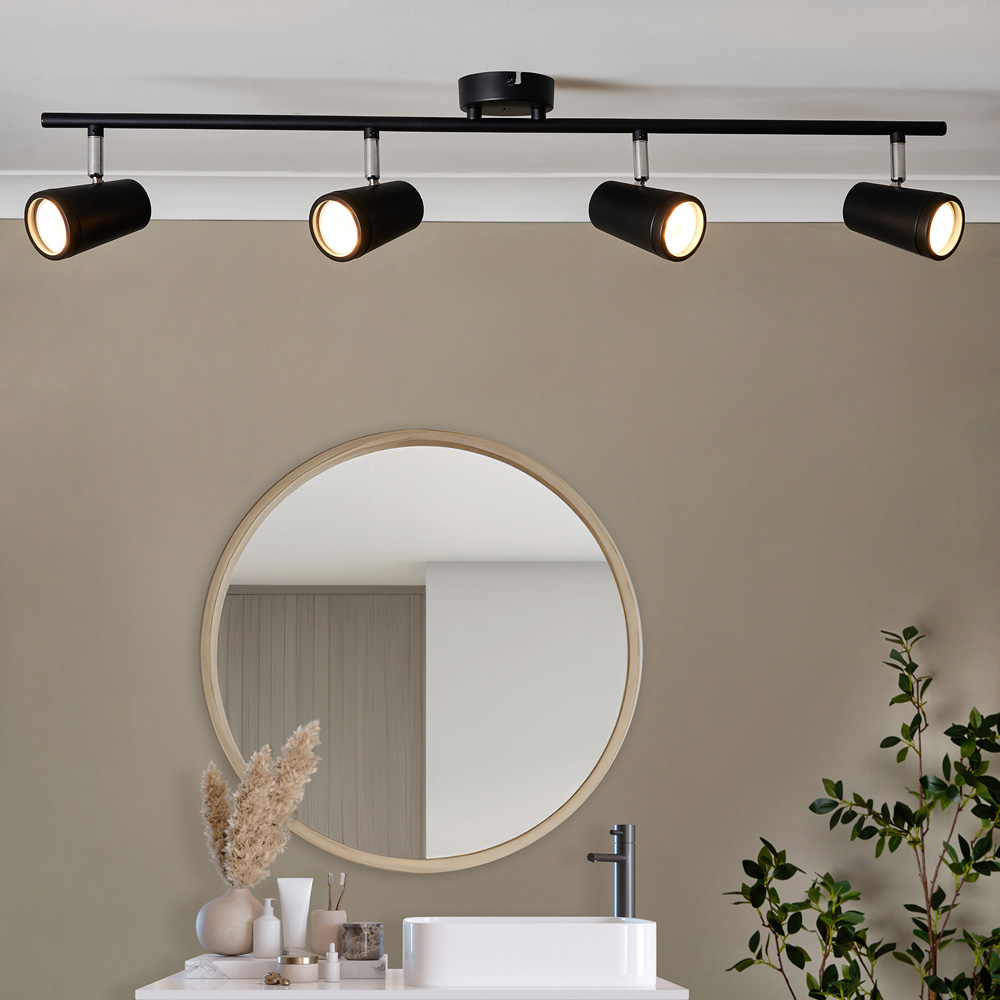 Spa Flora Black 4 Light IP44 Flush Ceiling Bar Image 2