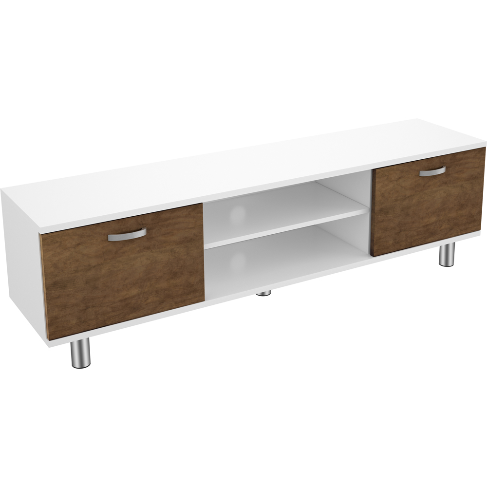 AVF Omaha 2 Door 2 Shelf Walnut and White TV Unit Image 2