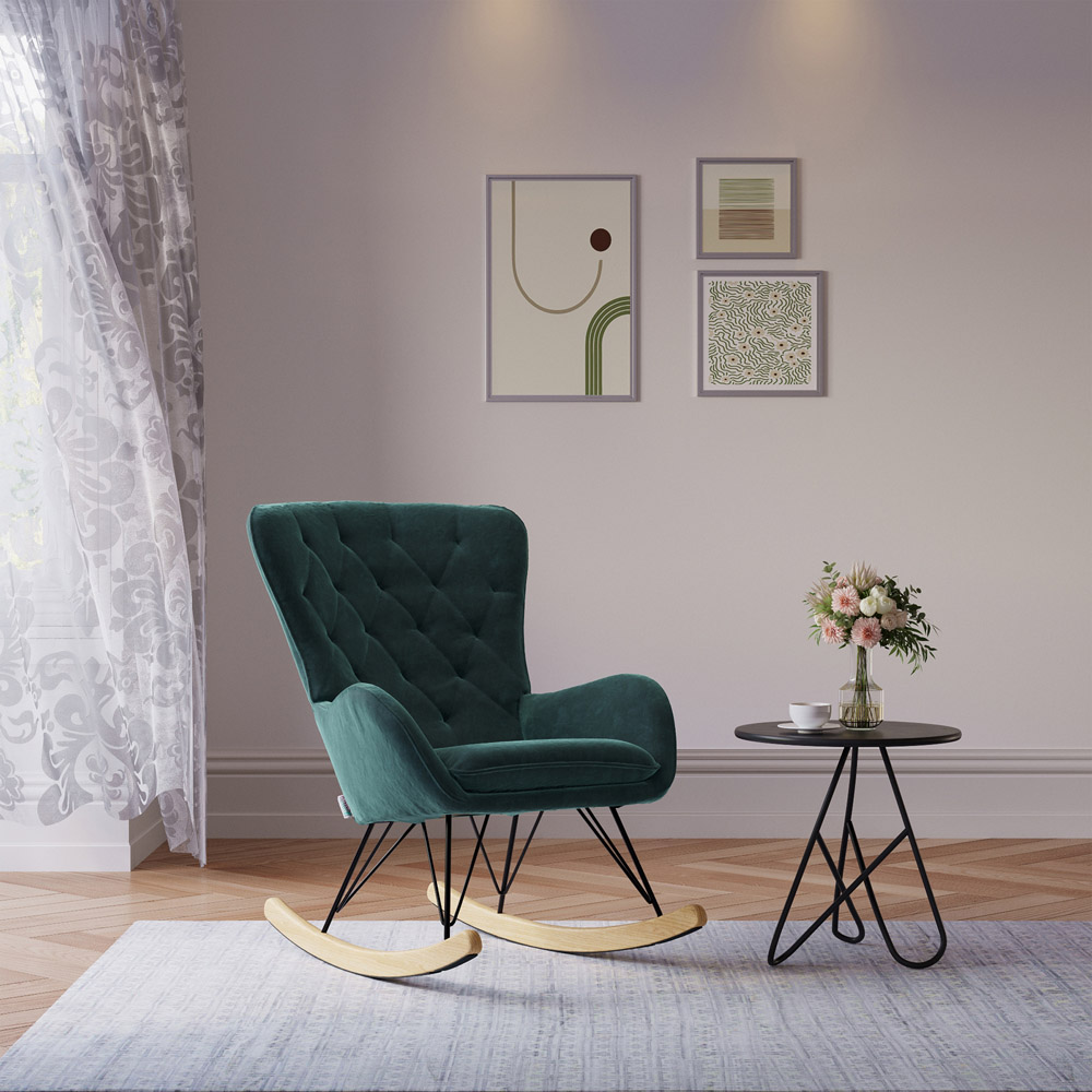 Living and Home Modern Upholstered Rocking Chair Image 8