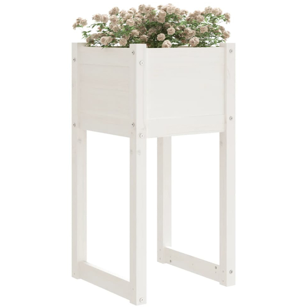 vidaXL White Solid Pine Wood Garden Planter 81 x 40 x 40cm Image 2