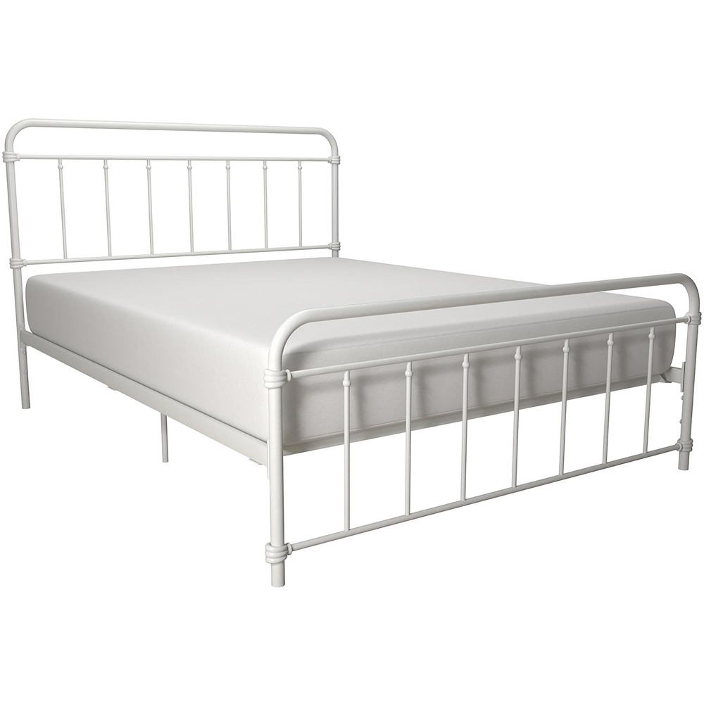 Dorel Wallace Double White Metal Bed Frame with Headboard Image 3