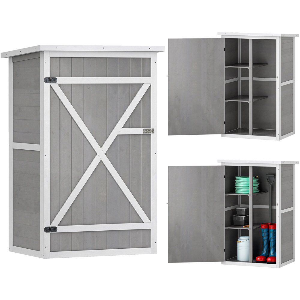 Outsunny 2.5 x 1.8ft Grey Wooden Garden Shed Image 3