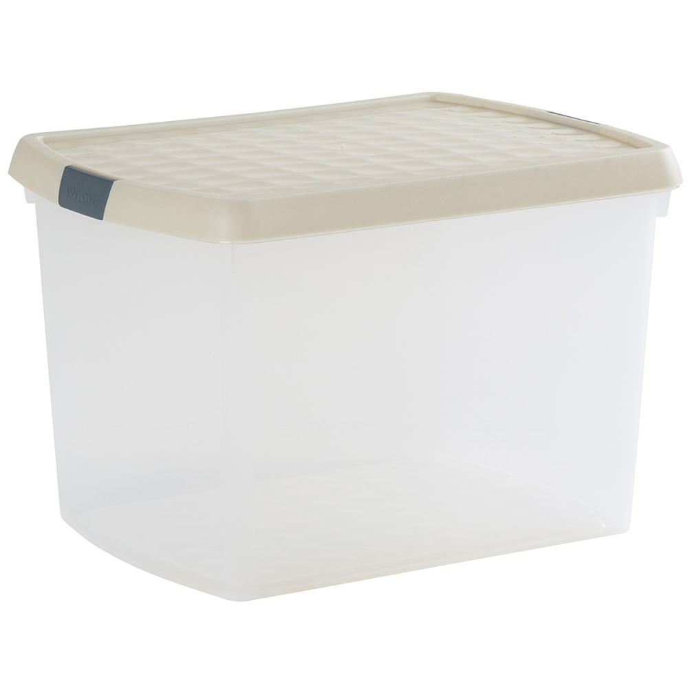 Wham Clip 21L Clear Stone and Slate Grey Rectangular Storage Box with Lid 3 Pack Image 1