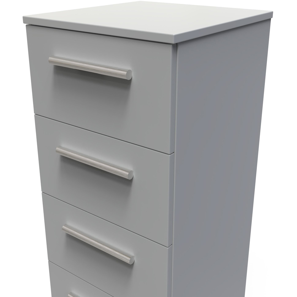 Crowndale Contrast 4 Drawer Dusk Grey Bedside Cabinet Ready Assembled Image 5