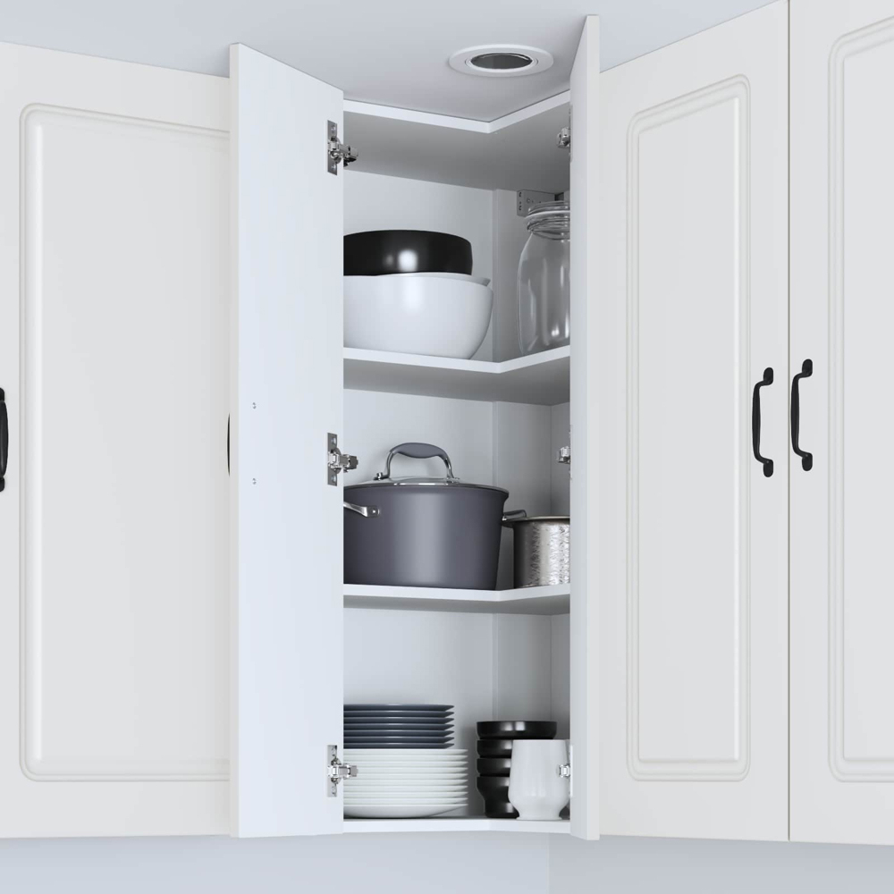 vidaXL 2 Door White Kitchen Wall Corner Cabinet Image 9