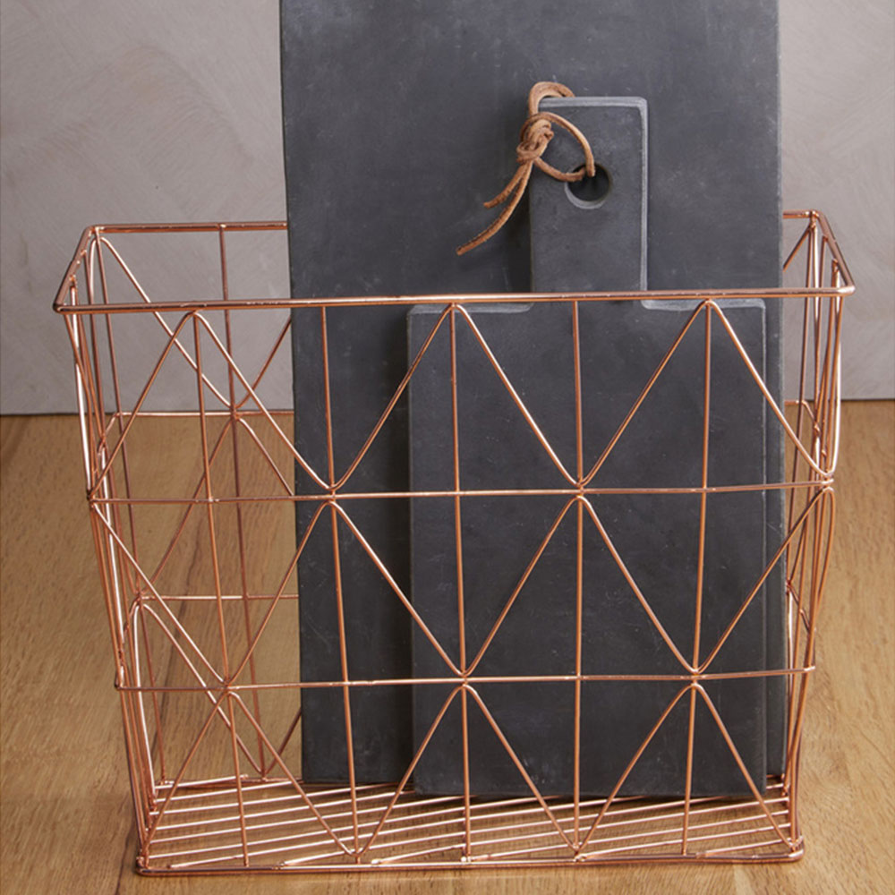 Premier Housewares Vertex Copper Finish Zigzag Wire Basket Image 2