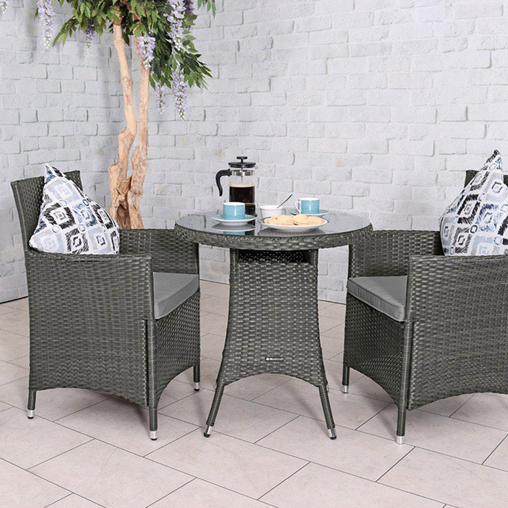 Royalcraft Nevada 2 Seater Round Bistro Set Grey Image 9