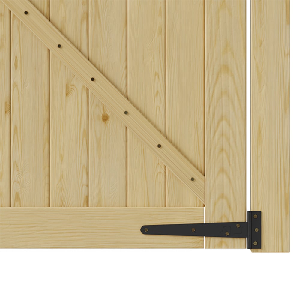 Living and Home Wooden Garden Slat Gate with Door Latch 70.8 x 35.4 inch Image 6