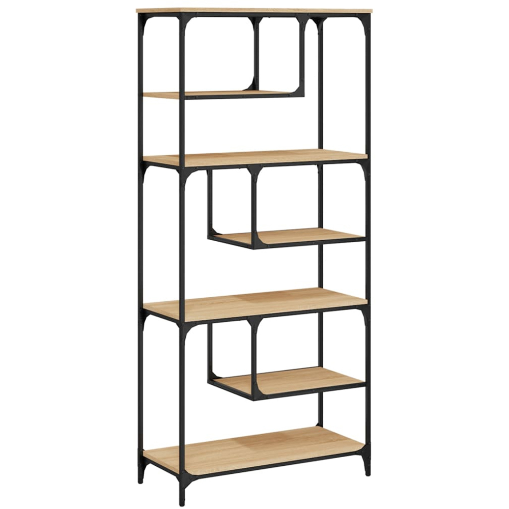 vidaXL 6 Shelf Sonoma Oak Industrial Style Bookcase Image 2