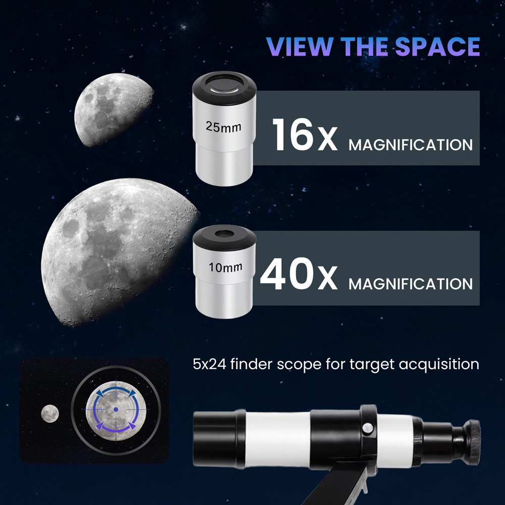 Outsunny White 80mm Aperture Refractor Astronomy Telescope with Carry Bag Image 7