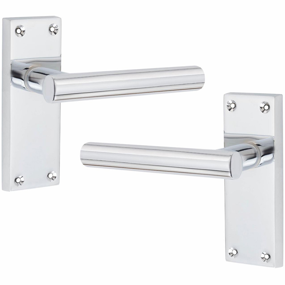 Golden Grace Victorian Straight T-Bar Polished Chrome Latch Handles Set Image 3
