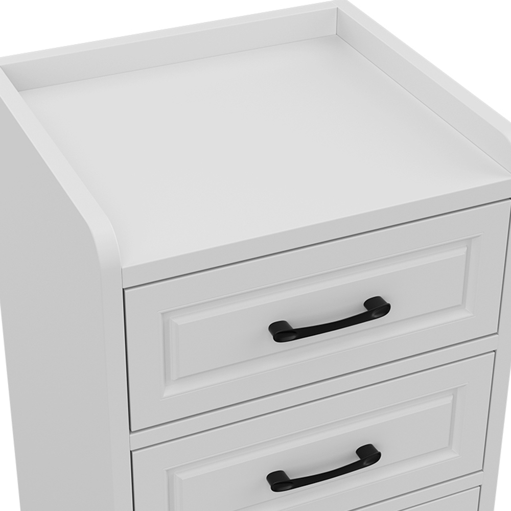 Living and Home 3 Drawer Warm White Modern Bedside Table Image 3