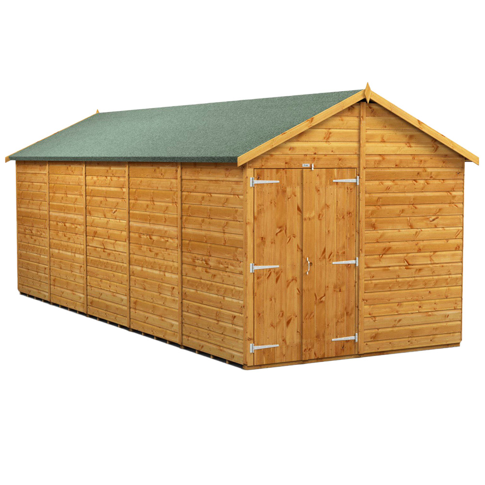 Power Sheds 20 x 8ft Double Door Apex Wooden Shed Image 1