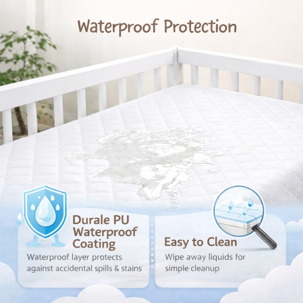 MHG Textiles White Extra Thick Firm Support Waterproof Baby Cot Mattress 120 x 60 x 15cm Image 6
