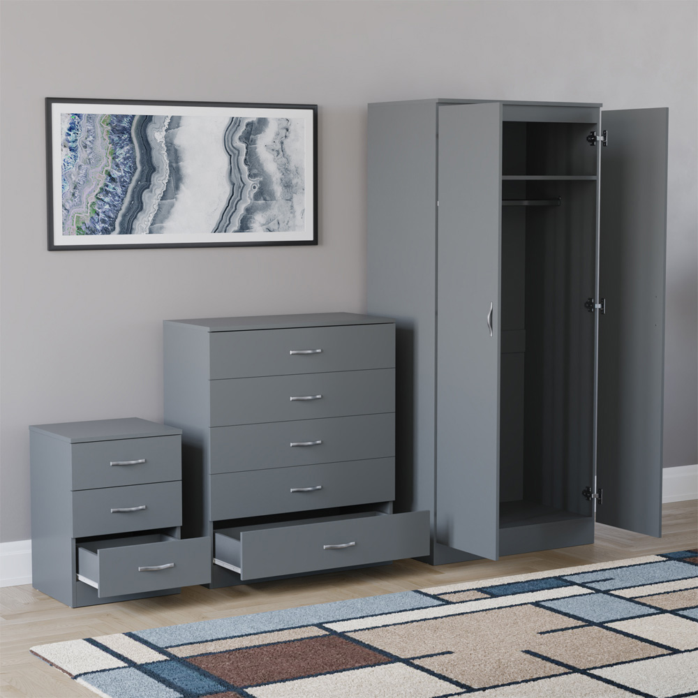 VIDA DESIGNS Riano Grey 3 Piece Bedroom Furniture Set Image 4